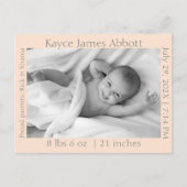 グレイモダンオンパステルサーモン誕生のお知らせ ポストカード (正面)