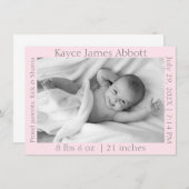 グレイモダンオンパステルピンク誕生 案内状 (正面/裏面)