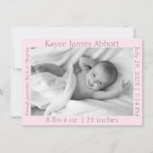 グレイモダンオンパステルピンク誕生 案内状 (正面)