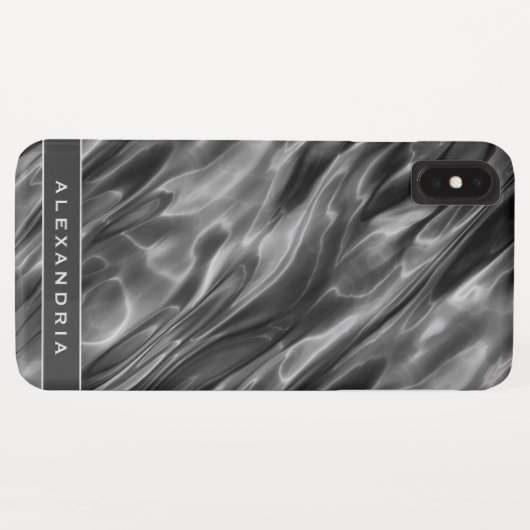 グレイモダンサテンプリント |モノグラムまたは名前 Case-Mate iPhoneケース (裏面(横))