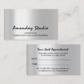 グレイモダンシルバーアポイントメントカードミニマル 名刺 (正面/裏面)