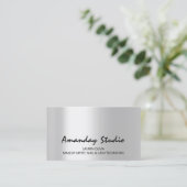 グレイモダンシルバーアポイントメントカードミニマル 名刺 (スタンド正面)