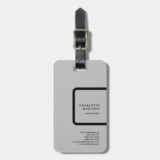 グレイモダンシンプルミニマリストプロフェッショナル ラゲッジタグ (正面縦)
