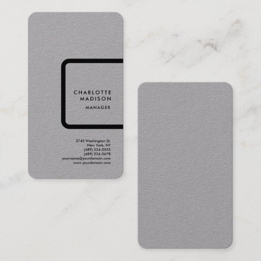 グレイモダンシンプルミニマリストプロフェッショナル 名刺 (正面/裏面)