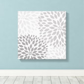 グレイモダンダリアスクエアウォールアートグレイフローラ キャンバスプリント (インサイチュ (ウッドフロア))