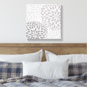グレイモダンダリアスクエアウォールアートグレイフローラ キャンバスプリント (インサイチュ (寝室))