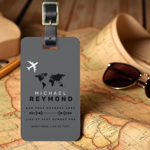 グレイモダントラベルバッグラベルと名前をカスタムする ラゲッジタグ