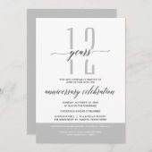 グレイモダンビジネス記念日パーティーお祝い 招待状 (正面/裏面)