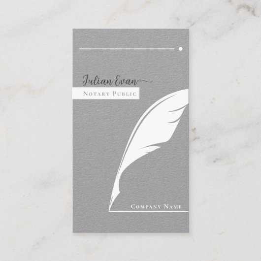 グレイモダンフェザーペンペンペンペンのロゴ公証人 名刺 (正面)