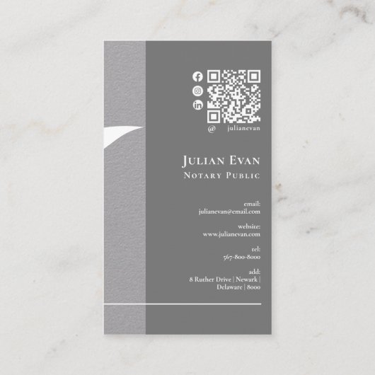 グレイモダンフェザーペンペンペンペンのロゴ公証人 名刺 (裏面)