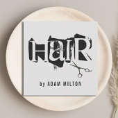 グレイモダンブラックはさみ美容師 スクエア名刺