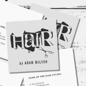 グレイモダンブラックはさみ美容師 スクエア名刺