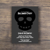 グレイモダンブラックスカル大人ホラーハロウィーン 招待状