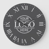 グレイモダンブランド会社のビジネスロゴカスタム ラージ壁時計 (正面)