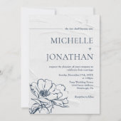 グレイモダンブルーシンプルバラクリスチャン結婚ズ 招待状 (正面)