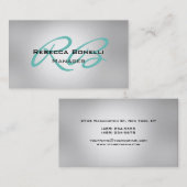 グレイモダンブルーモノグラムマネージャの名刺 名刺 (正面/裏面)