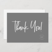 グレイモダンホワイト会社のロゴソーシャル・サンキュー サンキューカード (正面/裏面)