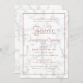 グレイモダンマーブルとバラ金ゴールドアナプラシャン 招待状 (正面/裏面)