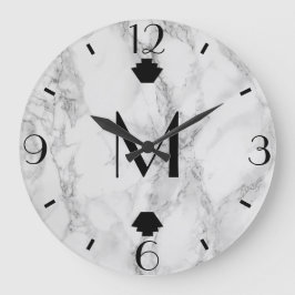 グレイモダンマーブルアールデコファイナル ラージ壁時計