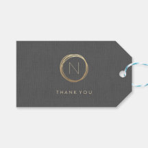 グレイモダンリネンエレガント金ゴールドモノグラムサンキュー