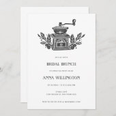 グレイモダンリノカットブライダルシャワーブランチ 招待状 (正面/裏面)