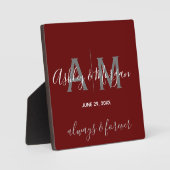 グレイモダン&レッドモノグラム結婚の形見 フォトプラーク (正面)