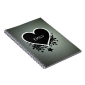 グレイモノグラムのグリーングリッター ノートブック (右側)