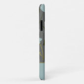 グレイモノグラムのブルーダンデお洒落リオン Case-Mate iPhoneケース (裏面/右)