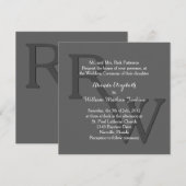 グレイモノグラムモダン結婚式招待状 招待状 (正面/裏面)