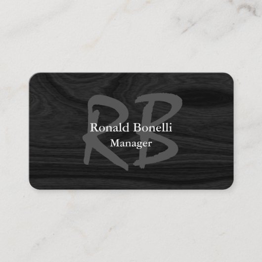 グレイユニークウッドモノグラムマネージャーのミニマリスト 名刺 (正面)