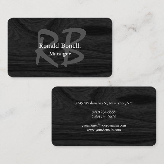 グレイユニークウッドモノグラムマネージャーのミニマリスト 名刺 (正面/裏面)