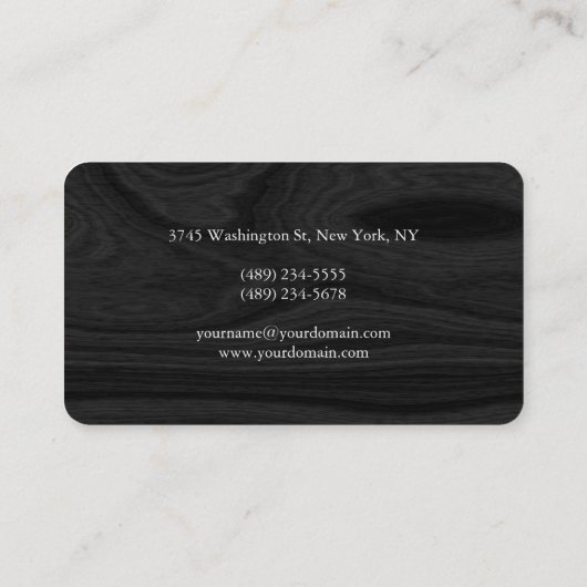 グレイユニークウッドモノグラムマネージャーのミニマリスト 名刺 (裏面)