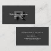 グレイユニークエレガント・モノグラム・マネージャ・ビジネス・カード 名刺 (正面/裏面)