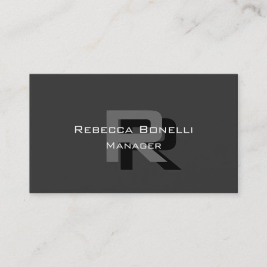 グレイユニークエレガント・モノグラム・マネージャ・ビジネス・カード 名刺 (正面)