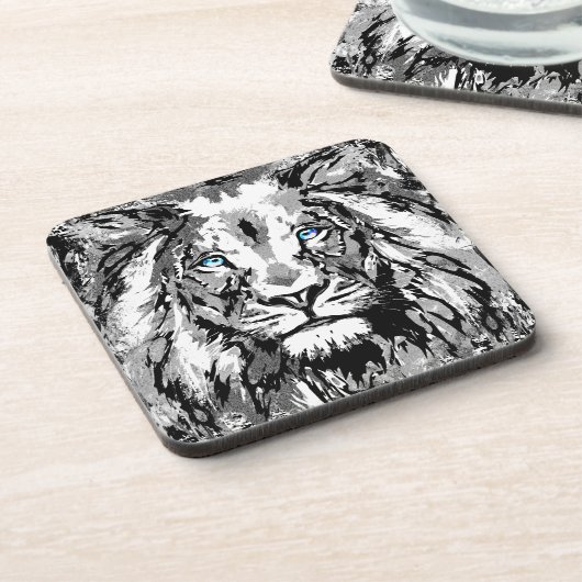 グレイライオンポートレートスケッチライオンコースター コースター (左側)