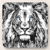 グレイライオンポートレートスケッチライオンコースター コースター (正面)