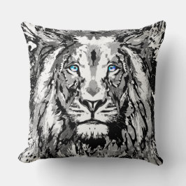 グレイライオンポートレートスケッチライオン装飾用クッション クッション