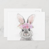 グレイラビットフラワークラウンポートレート ポストカード (正面/裏面)