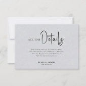 グレイリネンシンプルブラックスクリプト結婚の詳細 招待状 (正面)