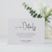 グレイリネンシンプルブラックスクリプト結婚の詳細 招待状 (スタンド正面)