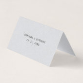 グレイリネンシンプルブラックスクリプ結婚ト座席表 名刺 (裏面)