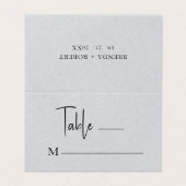 グレイリネンシンプルブラックスクリプ結婚ト座席表 名刺 (外部フラット)