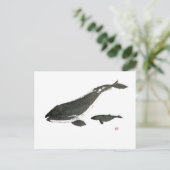 グレイルカの母と子を墨絵で描いた作品 ポストカード (スタンド正面)