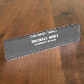 グレイレブはっきりしたルプロフェッショナルトレンディーモダン デスクネームプレート (側面)