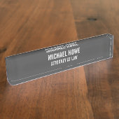 グレイレブはっきりしたルプロフェッショナルトレンディーモダン デスクネームプレート (側面)