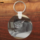 グレイロシアのキャットブルー キーホルダー (正面)