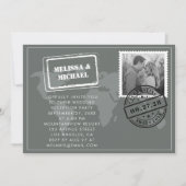 グレイワールドマップデスティネーションウェディング披露宴 招待状 (正面)