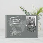 グレイワールドマップデスティネーションウェディング披露宴 招待状 (スタンド正面)