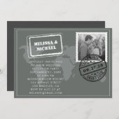 グレイワールドマップデスティネーションウェディング披露宴 招待状 (正面/裏面)