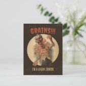 グレイン私はビーガンゾンビおもしろいヴィンテージホラー ポストカード (スタンド正面)